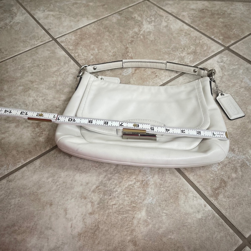 Coach kristin Leather Shoulder Bag Silver Turnlock Hobo Handbag 22308 white - Picture 4 of 14